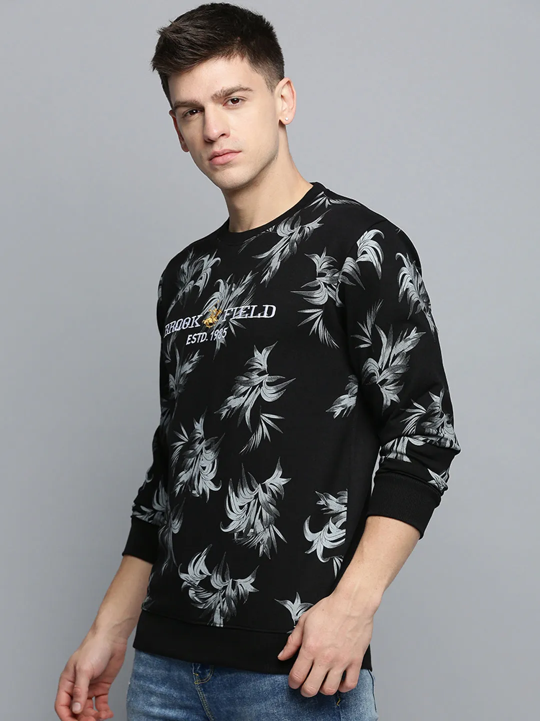 Men's Black Printed Casual Sweatshirt Product improvement