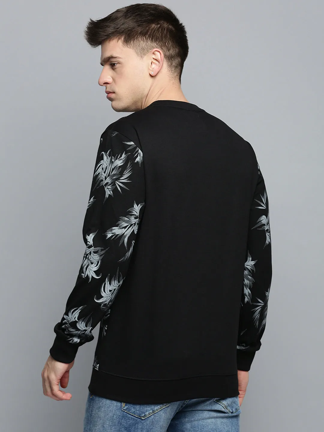 Men's Black Printed Casual Sweatshirt Comfort Wear good for weekends