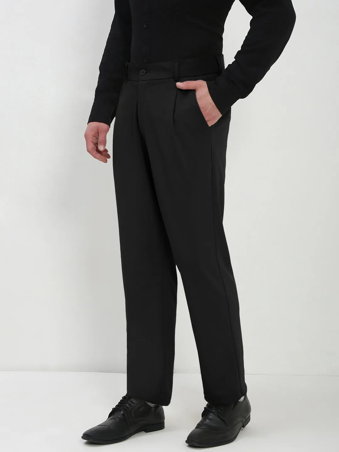 Men's Black Regular Fit Formal Trouser Flattering Look Sport Wear Fit