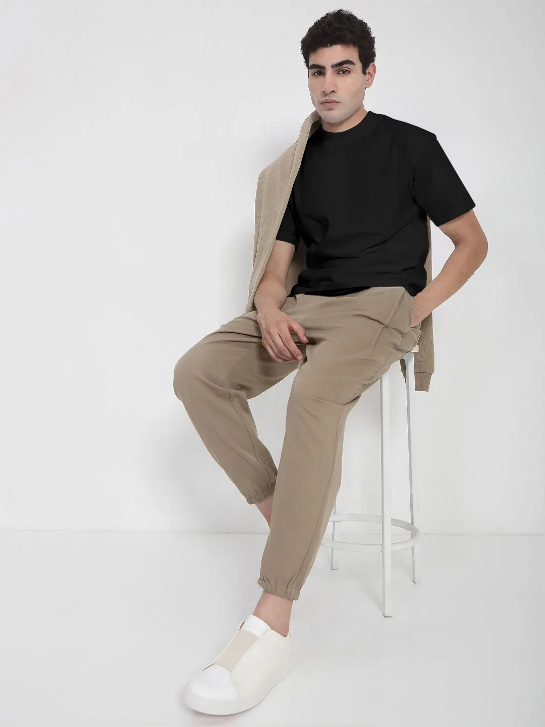 Men's Black Regular Fit T-Shirt HighDensity Weave