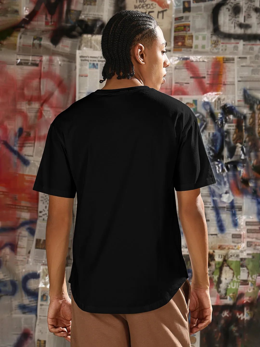 Men's Black Regular Fit T-Shirt Office Glam