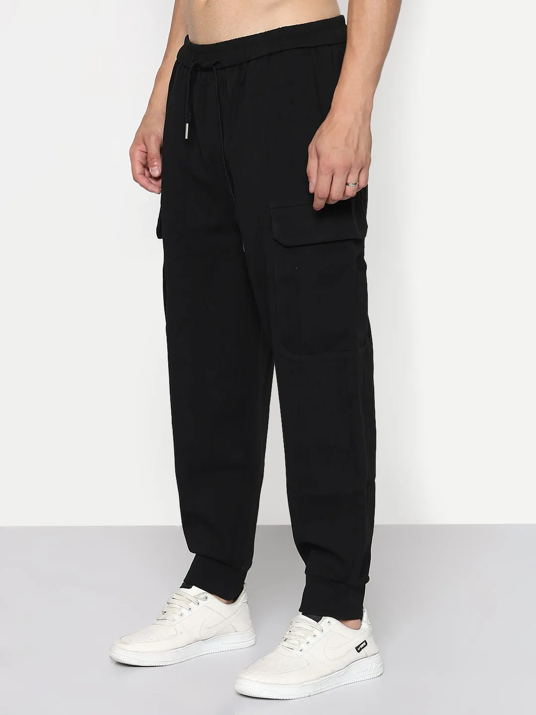 Men's Black Relaxed Fit Joggers Stain Release Finish