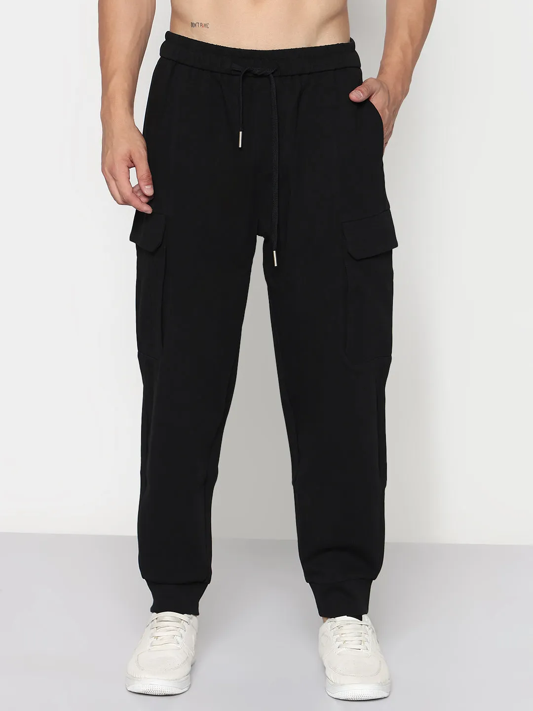 All Purpose Wear AdjustableWaistband Men's Black Relaxed Fit Joggers