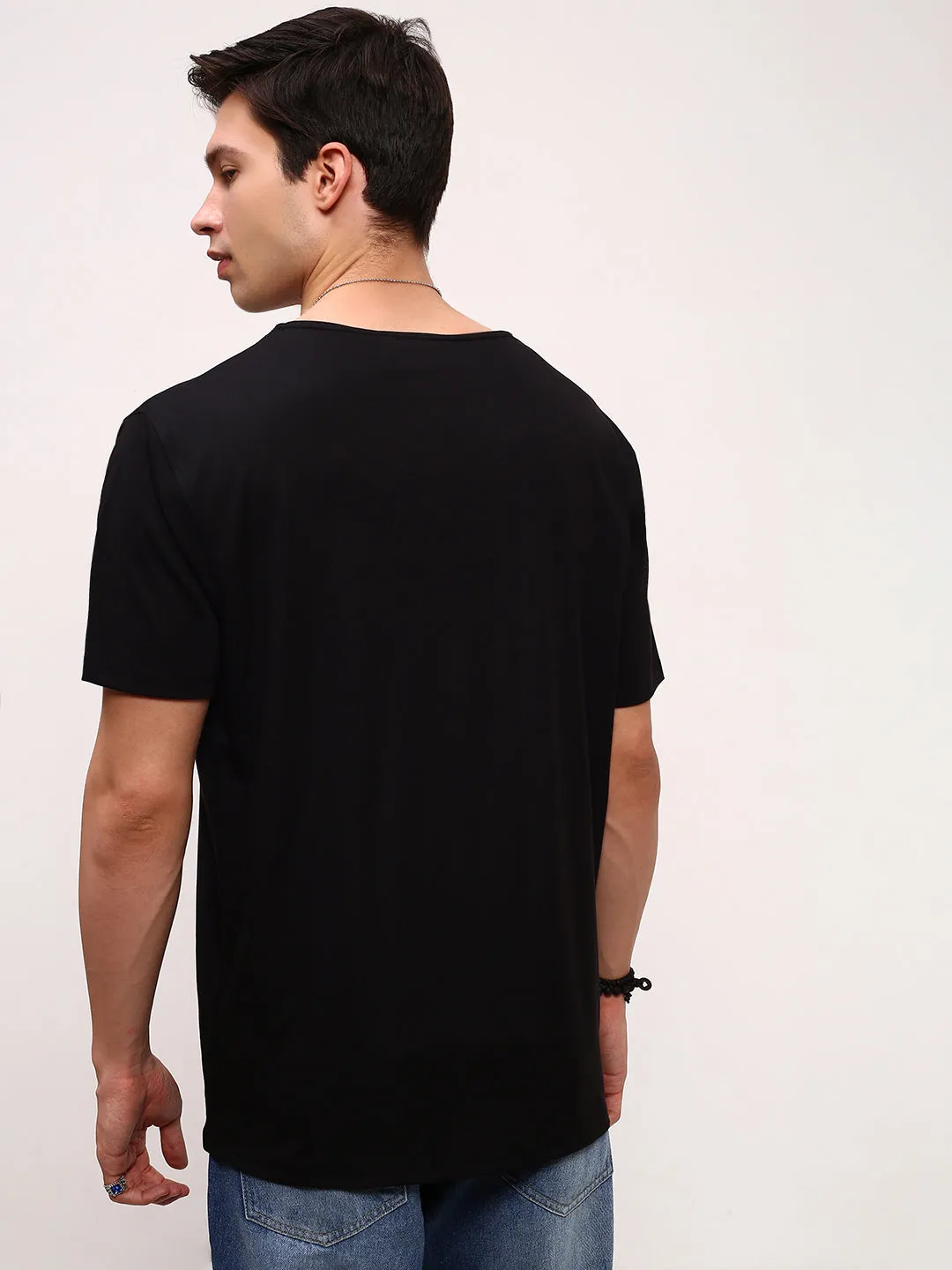 Essential Layer Men's Black Round Neck Cotton T-Shirt