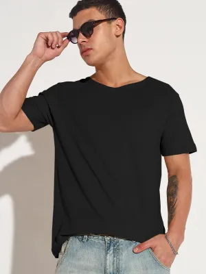 Lounge Wear Relaxing Wear Men's Black Round Neck Regular Fit T-Shirt