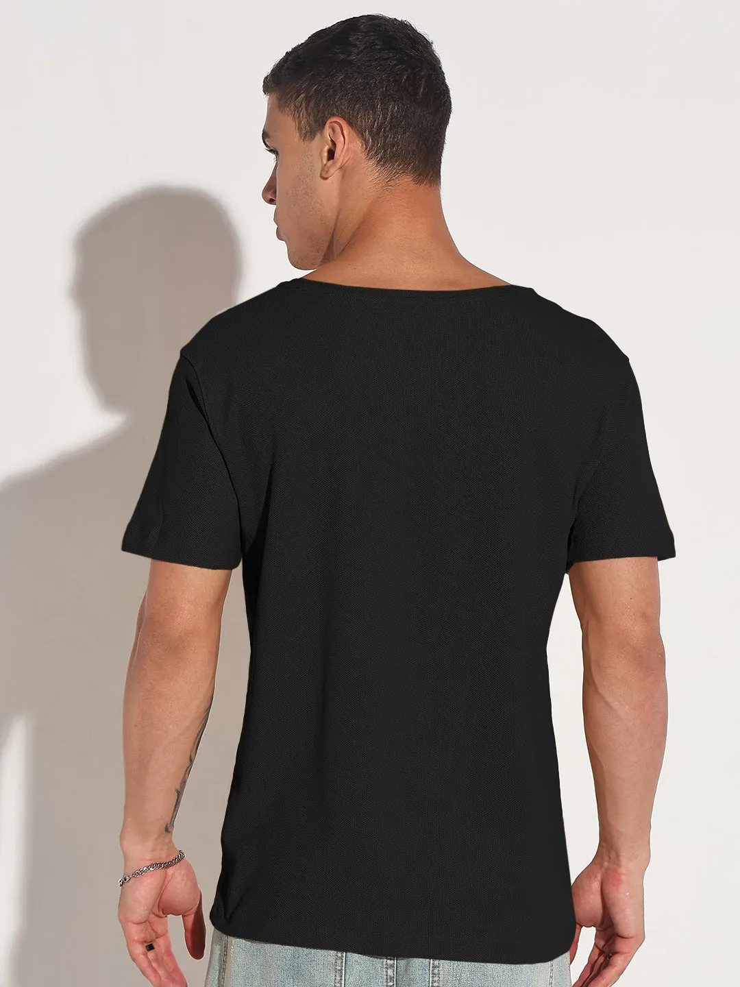 OdorResistant Men's Black Round Neck Regular Fit T-Shirt