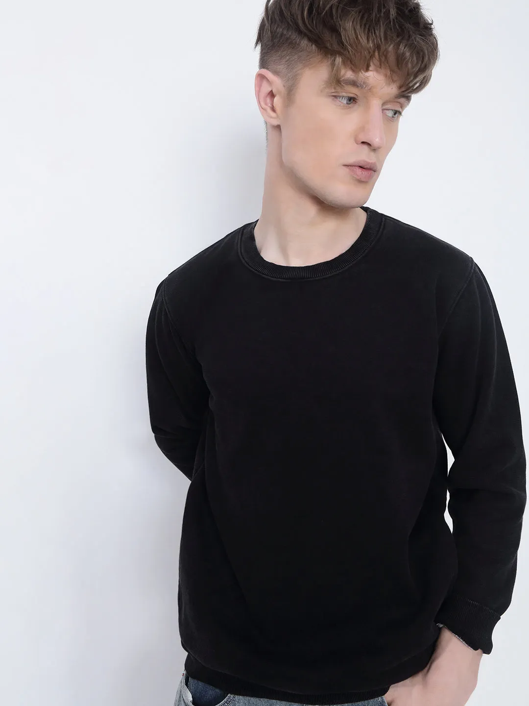product urban style quotient Men's Black Round Neck Sweatshirt