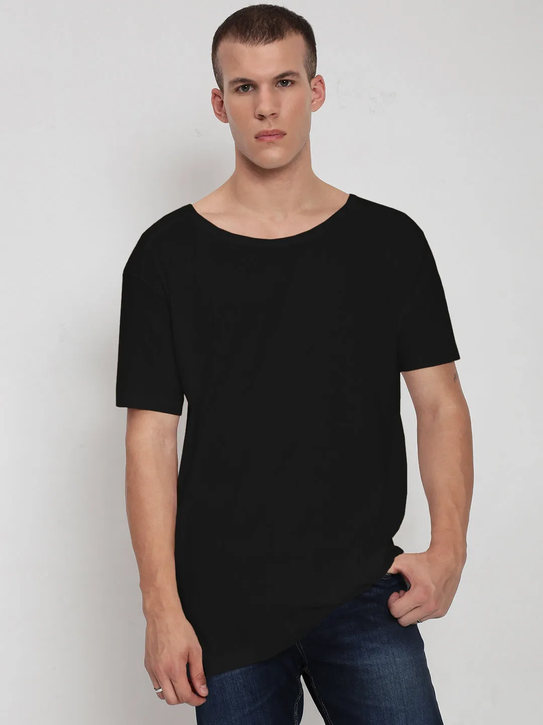 Casual Wear Youth Glow Men's Black Short Sleeves Round Neck Regular Fit T-Shirt