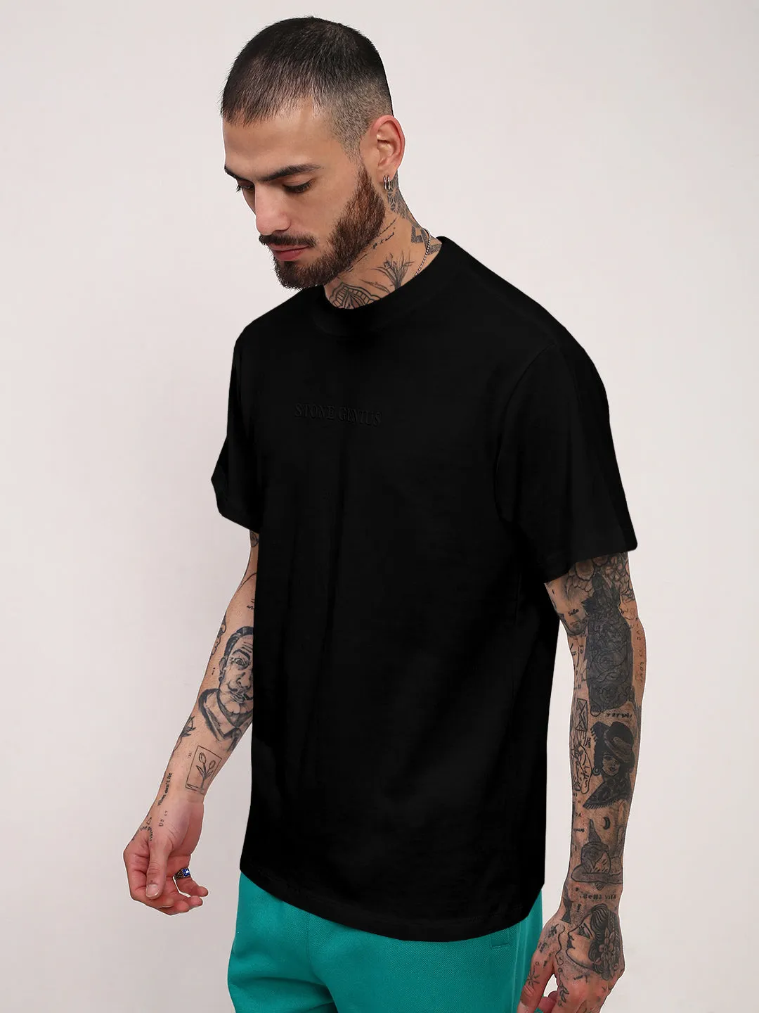 Comfort Piece product personalized touch Men's Black Short Sleeves Round Neck Slim Fit T-Shirt