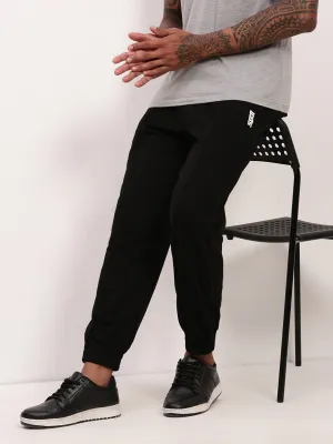 Active Layers Fashionable Waist Men's Black Solid Joggers