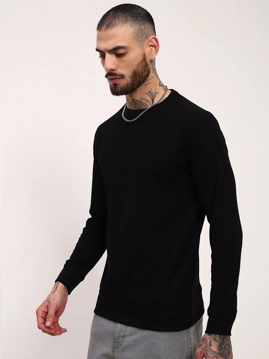 Adventure Ready Casual Elegance Men's Black Solid Pullover