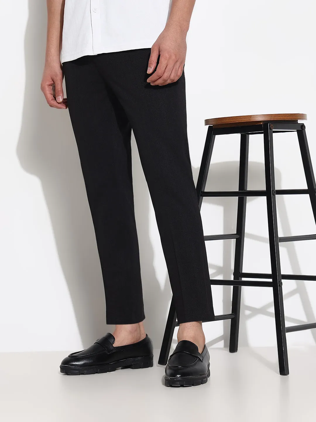 Men's Black Solid Slim Fit Formal Trousers Formal Look