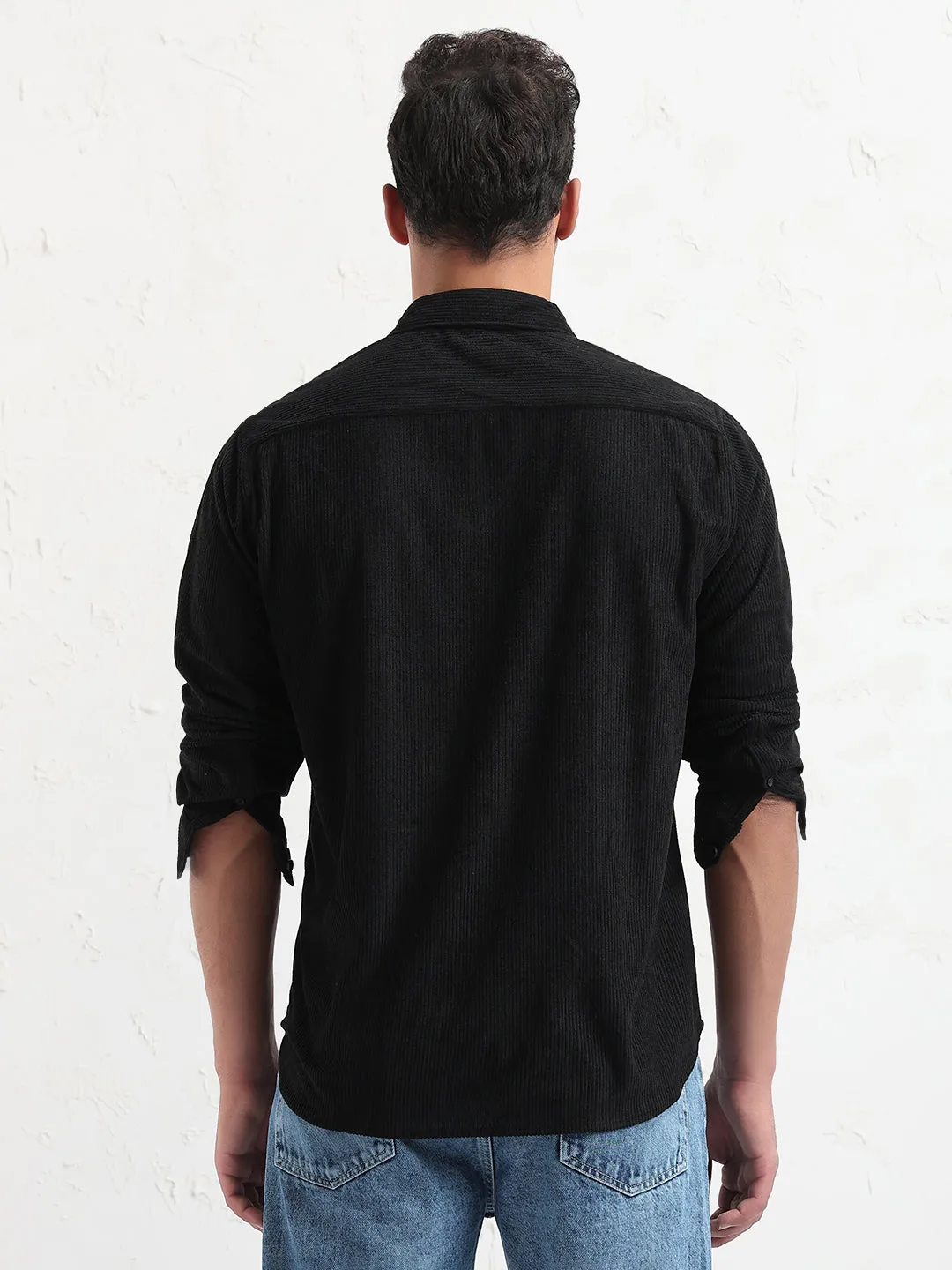 Men's Black Solid Slim Fit Shirt Tropical Glow Relaxed trousers