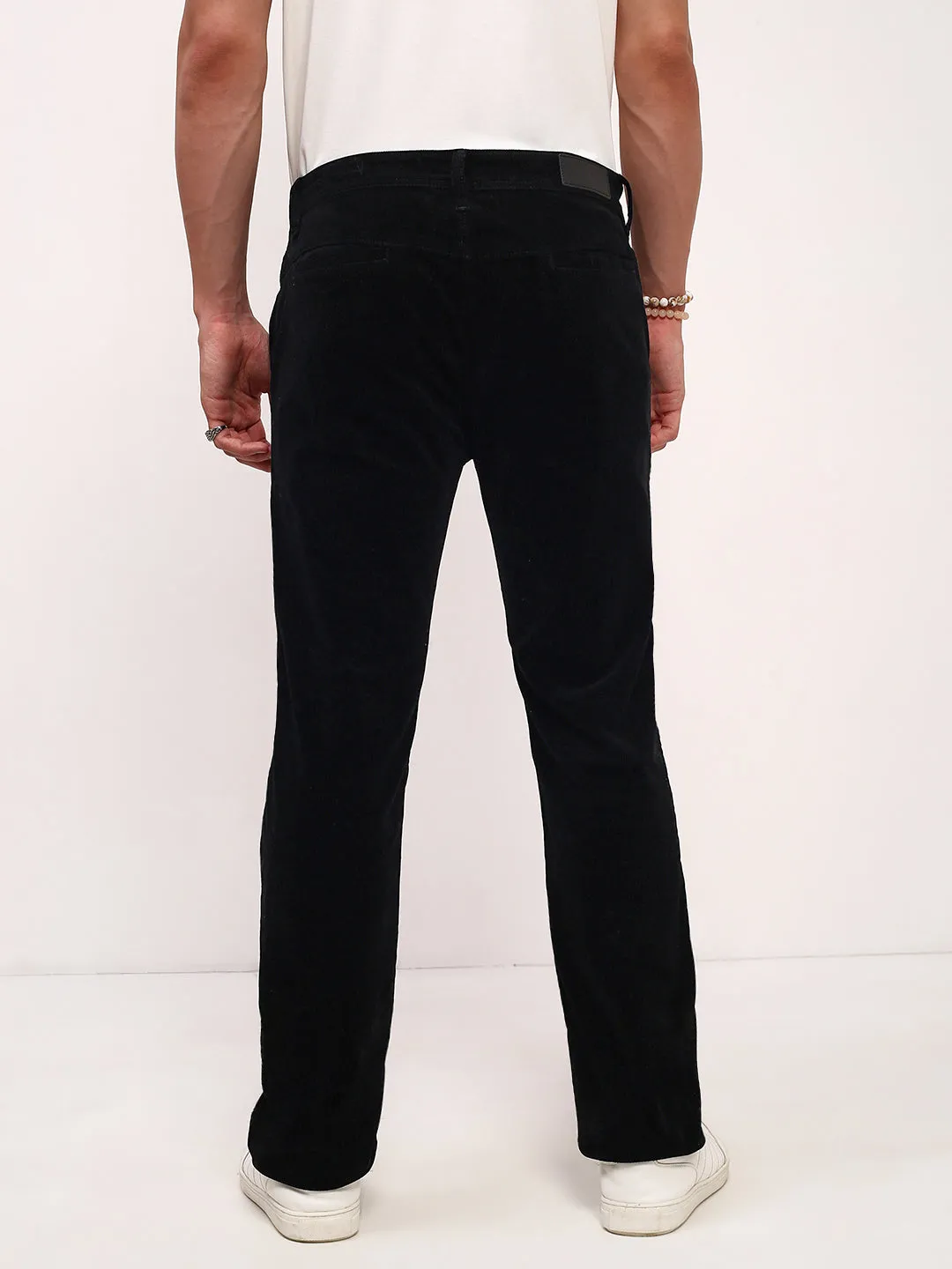 Men's Black Solid Straight Fit Low-Rise Jeans Perfect Fit Waist Sunny Vibes Office Wear