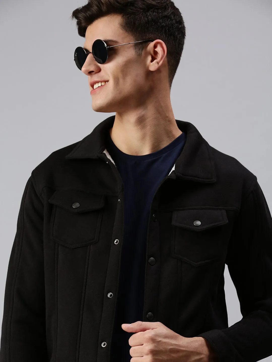 Bar Hopping Men's Black Solid Sweatshirt