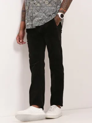 Men's Black Straight Fit Low-Rise Solid Jeans Lightweight Material