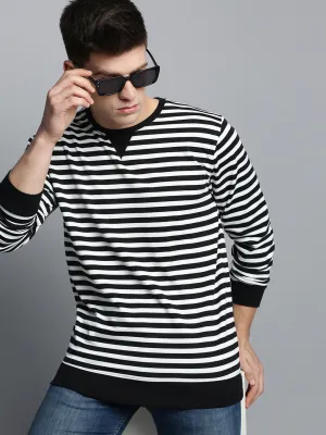 Chill Layer Men's Black Striped Casual Sweatshirt
