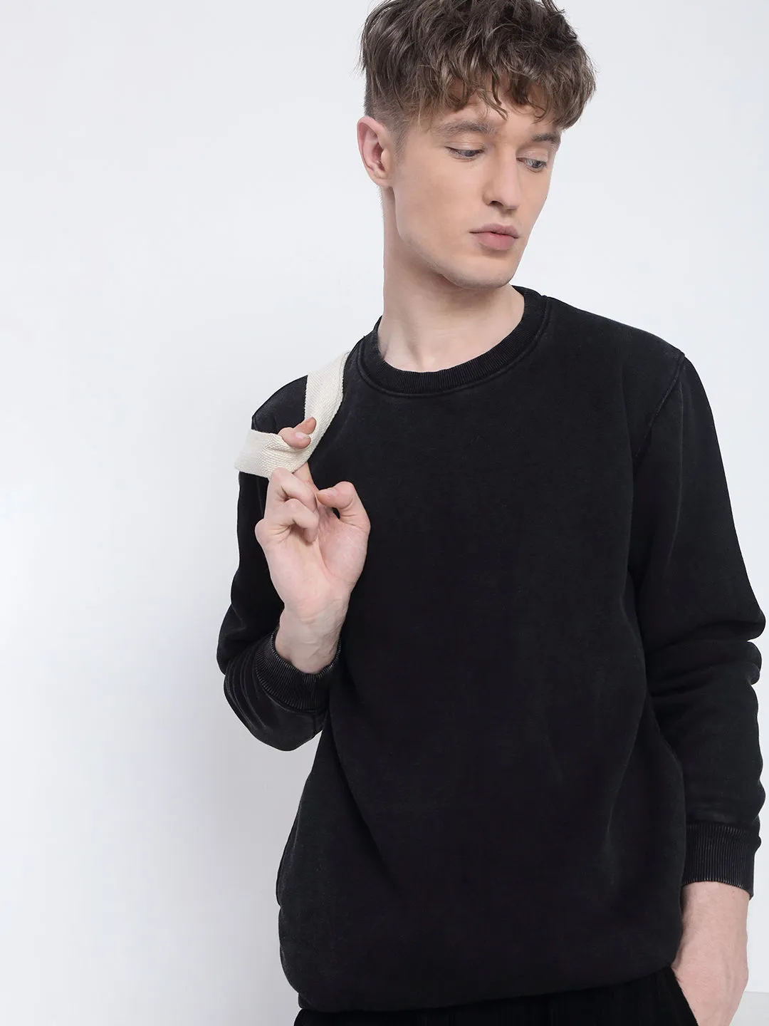 Cozy Warmth Men's Black Sweatshirt