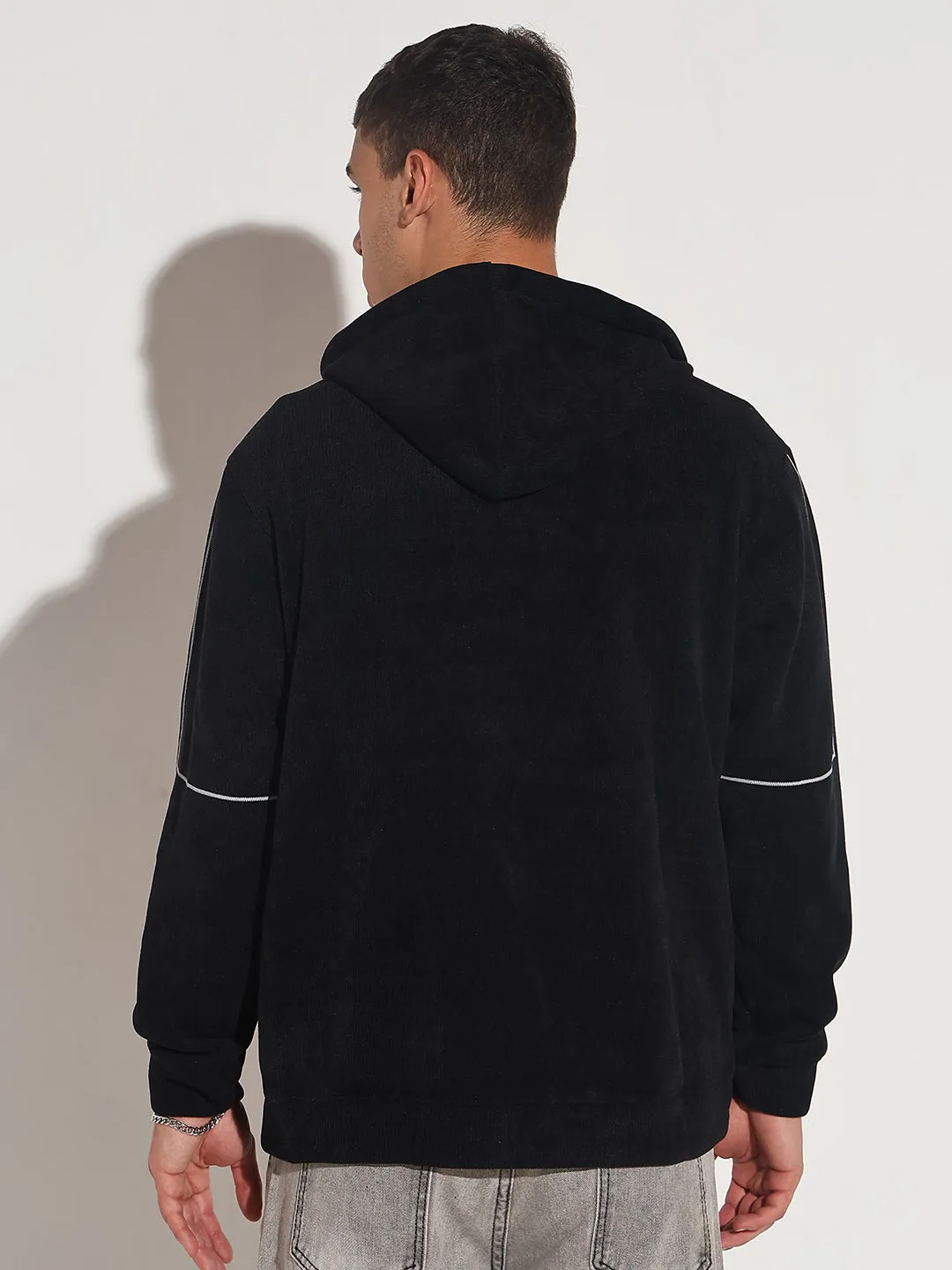 Men's Black Zip-Up Hoodie with Pocket product patch uniqueness