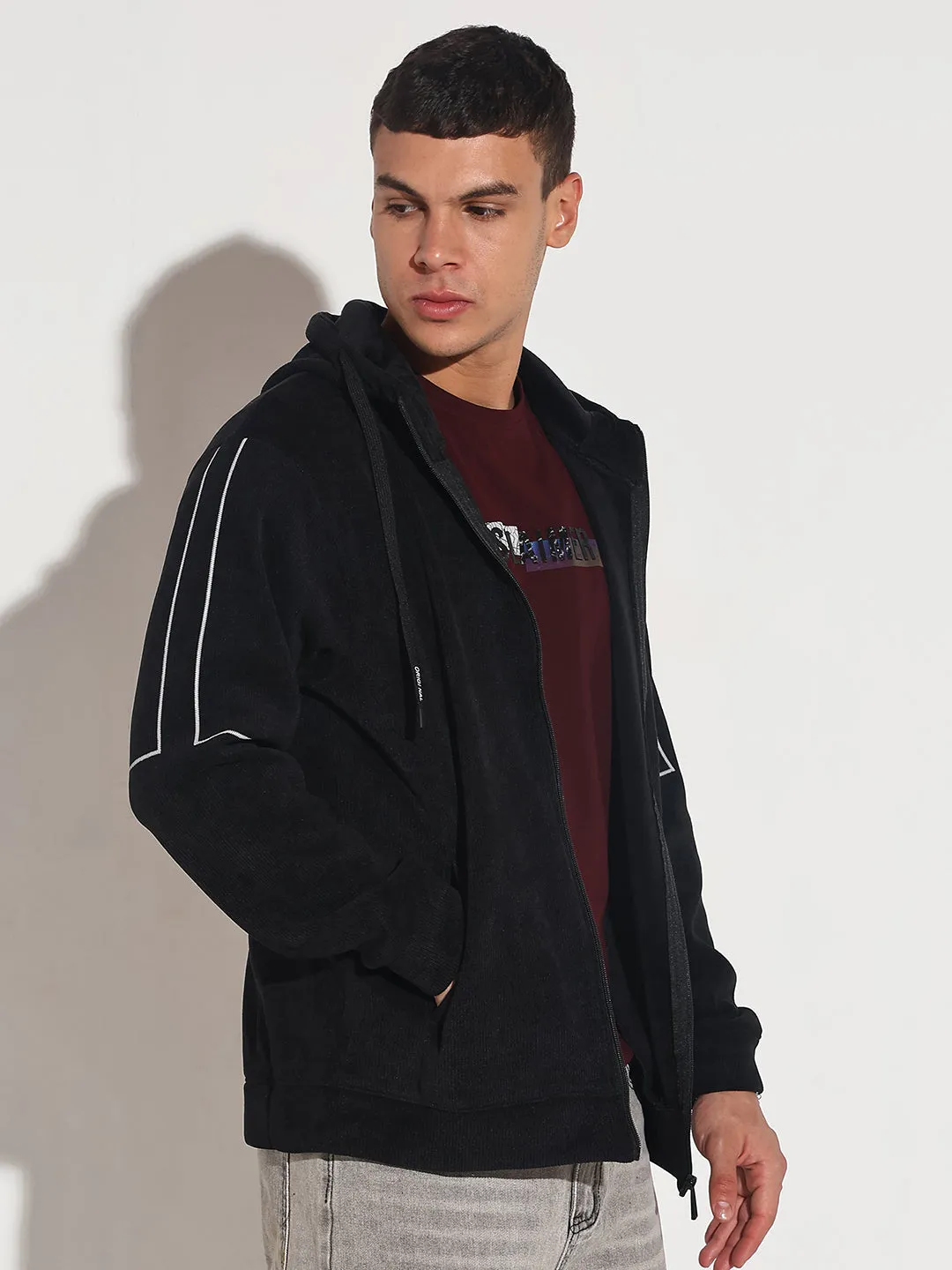 Chill Layer industry standard Men's Black Zip-Up Hoodie with Pocket