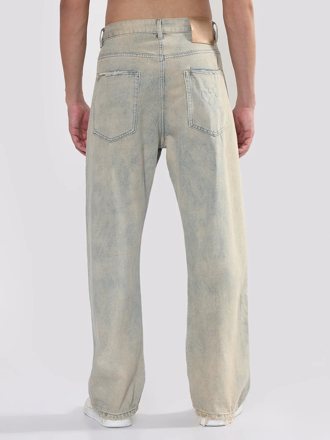 Men's Blue Baggy Fit Jeans Clean Base Rainy Day Chill Outfit Nature Lover