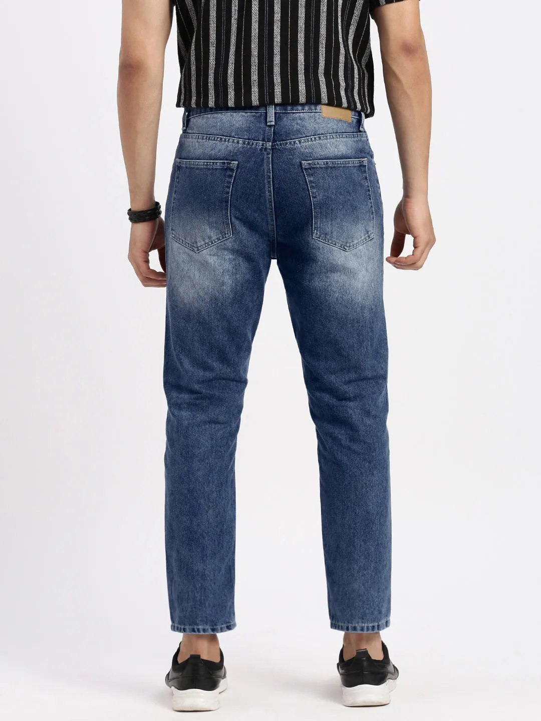 Outfit Staple Night Out Neutral Textured Men's Blue Comfort Low-Rise Heavy Fade Acid Wash Casual Jeans
