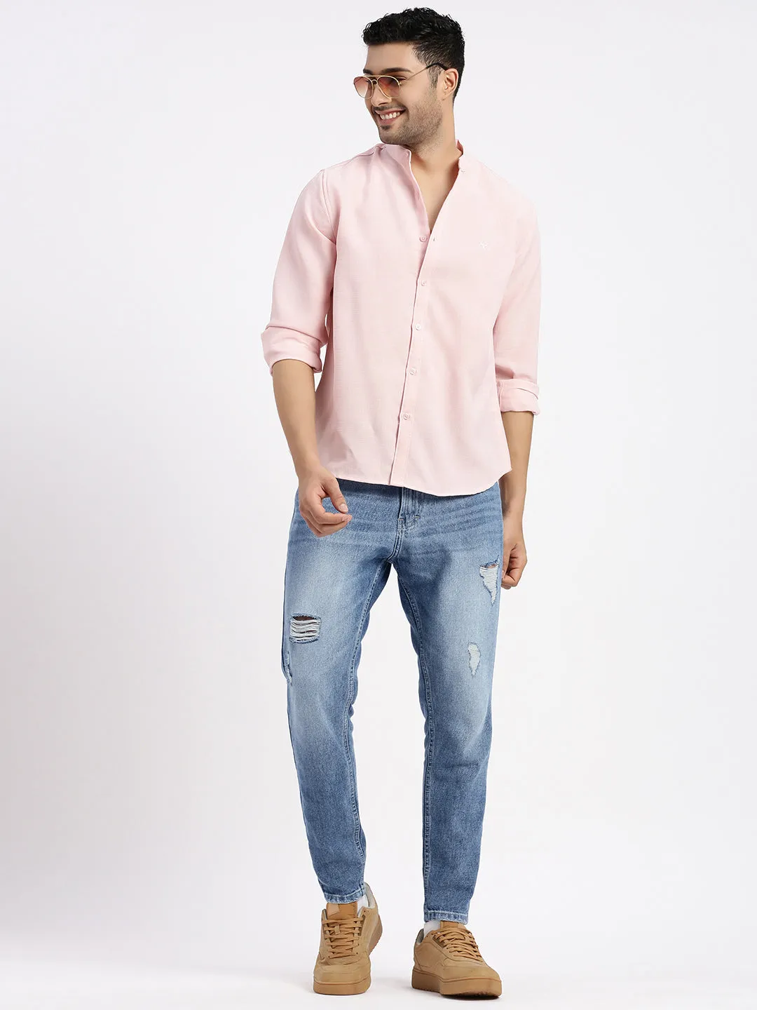 Men's Blue Comfort Low-Rise Mildly Distressed Heavy Fade Acid Wash Jeans Adaptive Stretch Fabric Music Event Picnic Style