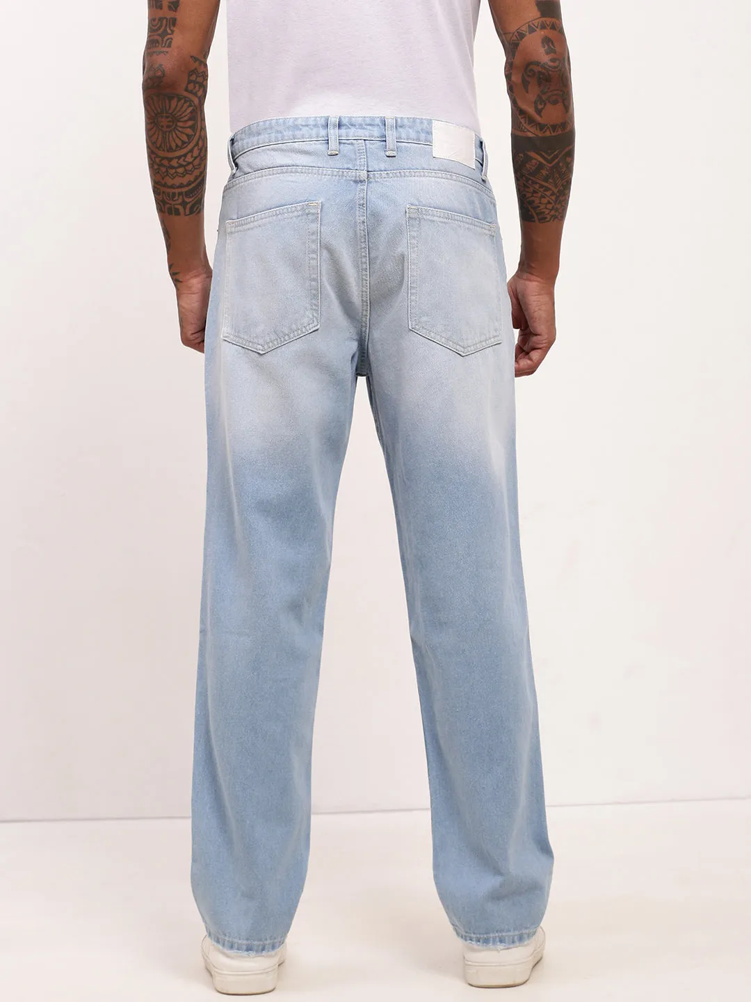 Men's Blue Comfort Straight Fit Jeans Elegant Formal Relaxed Basics