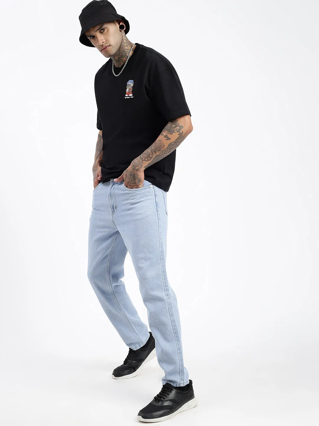 Men's Blue Comfort Straight Fit Jeans Casual Design Straight Cut