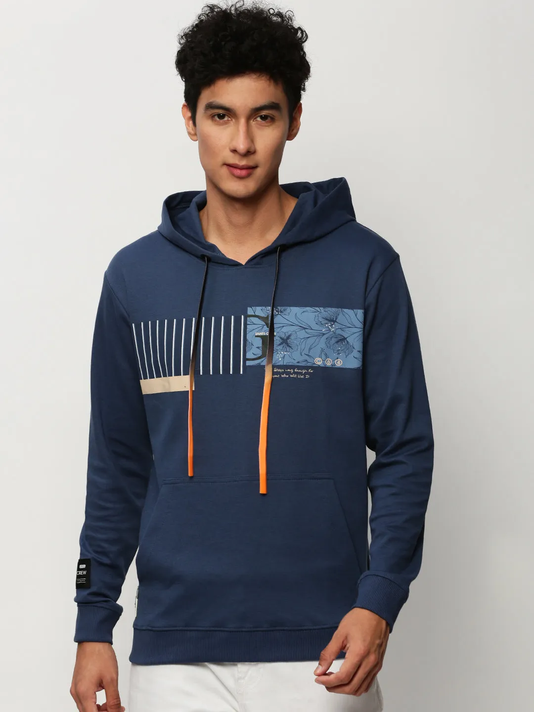 Men's Blue Graphic Printed Hooded Pullover product beach relaxation vibe