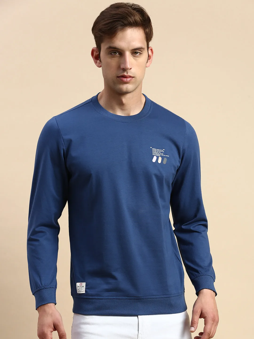 Men's Blue Graphic Printed Sweatshirt Polka Dot Layer Up