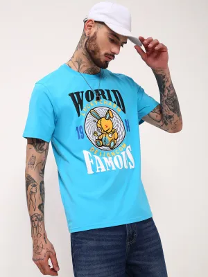 Stretchy Men's Blue Graphic T-Shirt