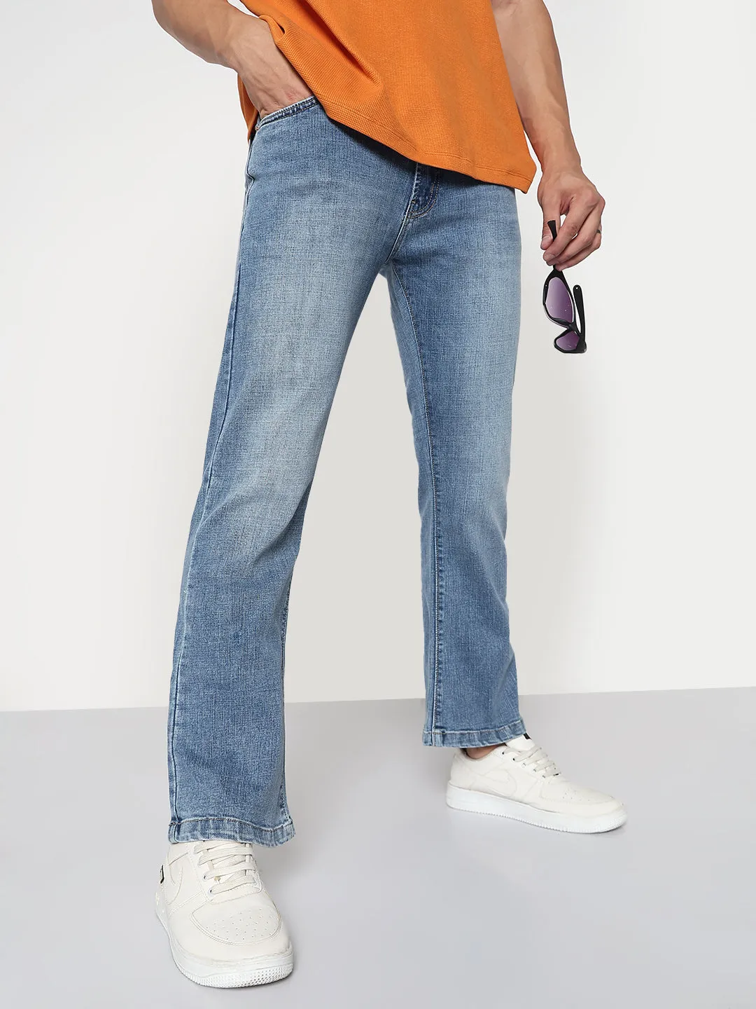 Daily Fashion Comfort Stretch Men's Blue Slim Fit Flared Jeans