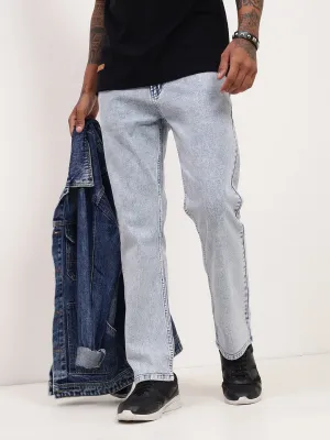 Men's Blue Solid Denim Straight Fit Jeans Contemporary Wear All Fit Style