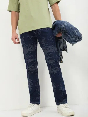 Men's Blue Solid Straight Fit Jeans Clean Base