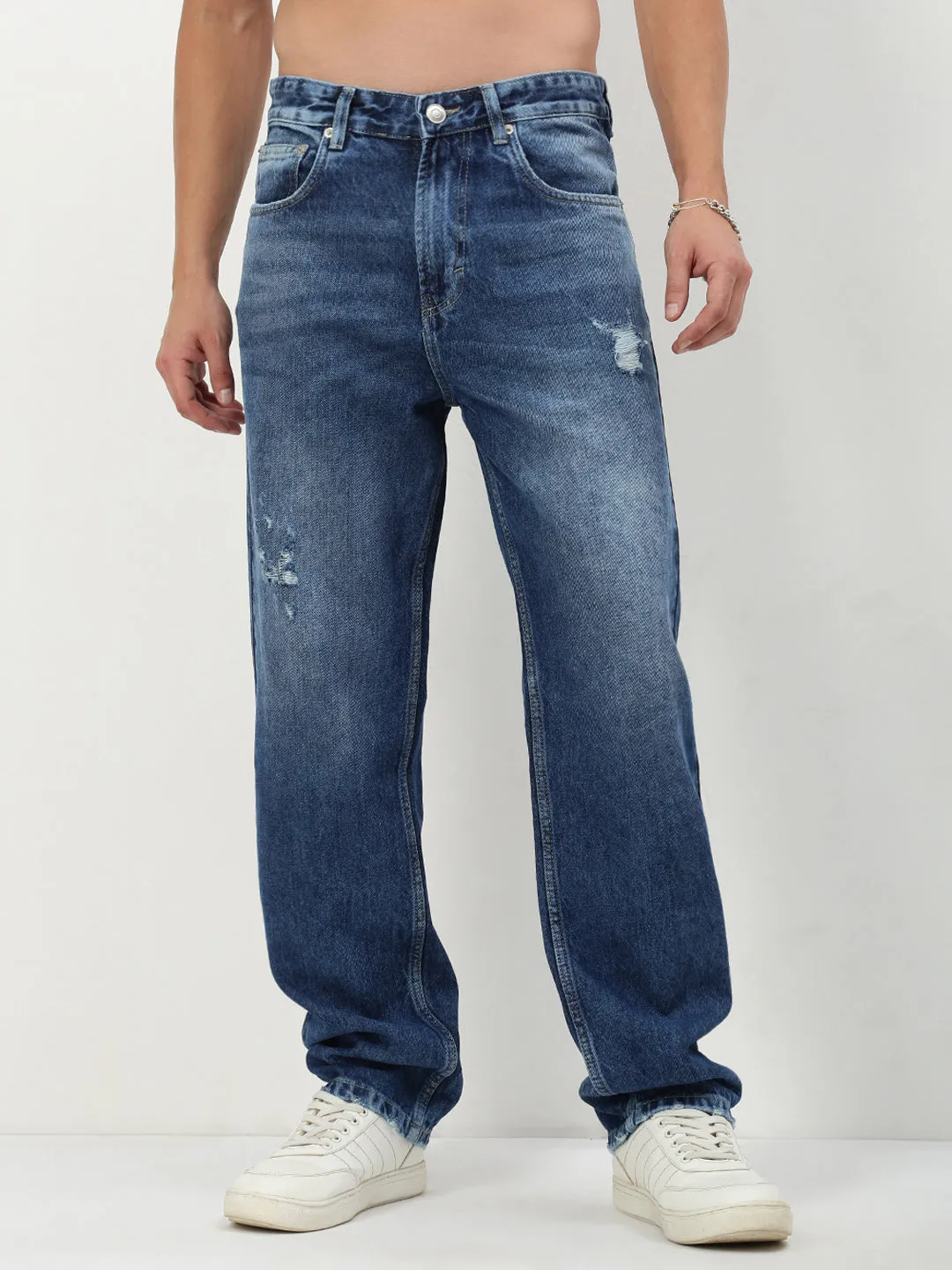 Casual Energy Men's Blue Solid Straight Fit Jeans