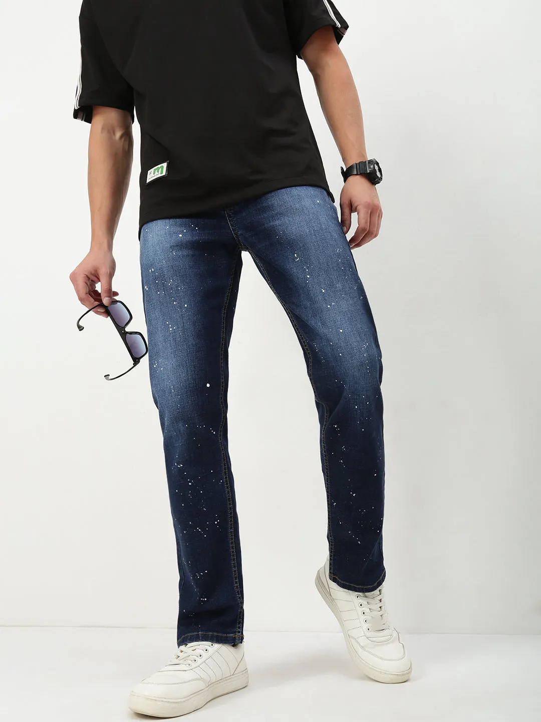 Go To Look Unisex Wear Premium Men's Blue Solid Straight Fit Jeans