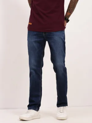 Durable Eco Friendly Work Ready Lightweight Textured Men's Blue Solid Straight Fit Stretchable Jeans