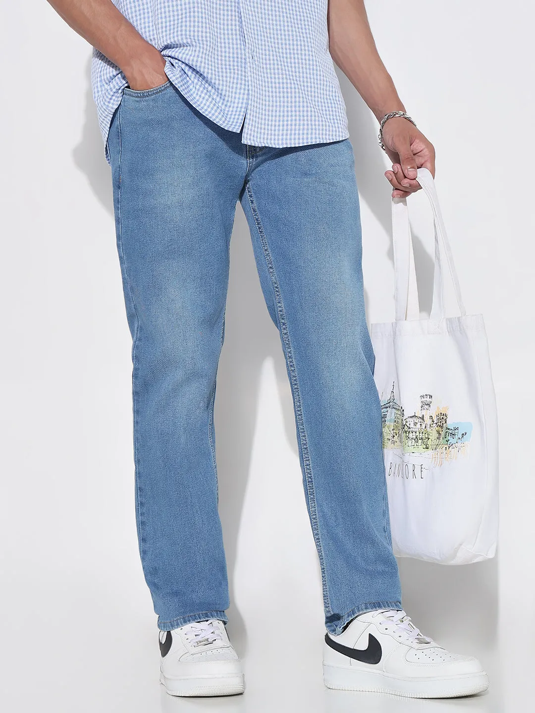 Men's Blue Straight Fit Jeans classic clothing