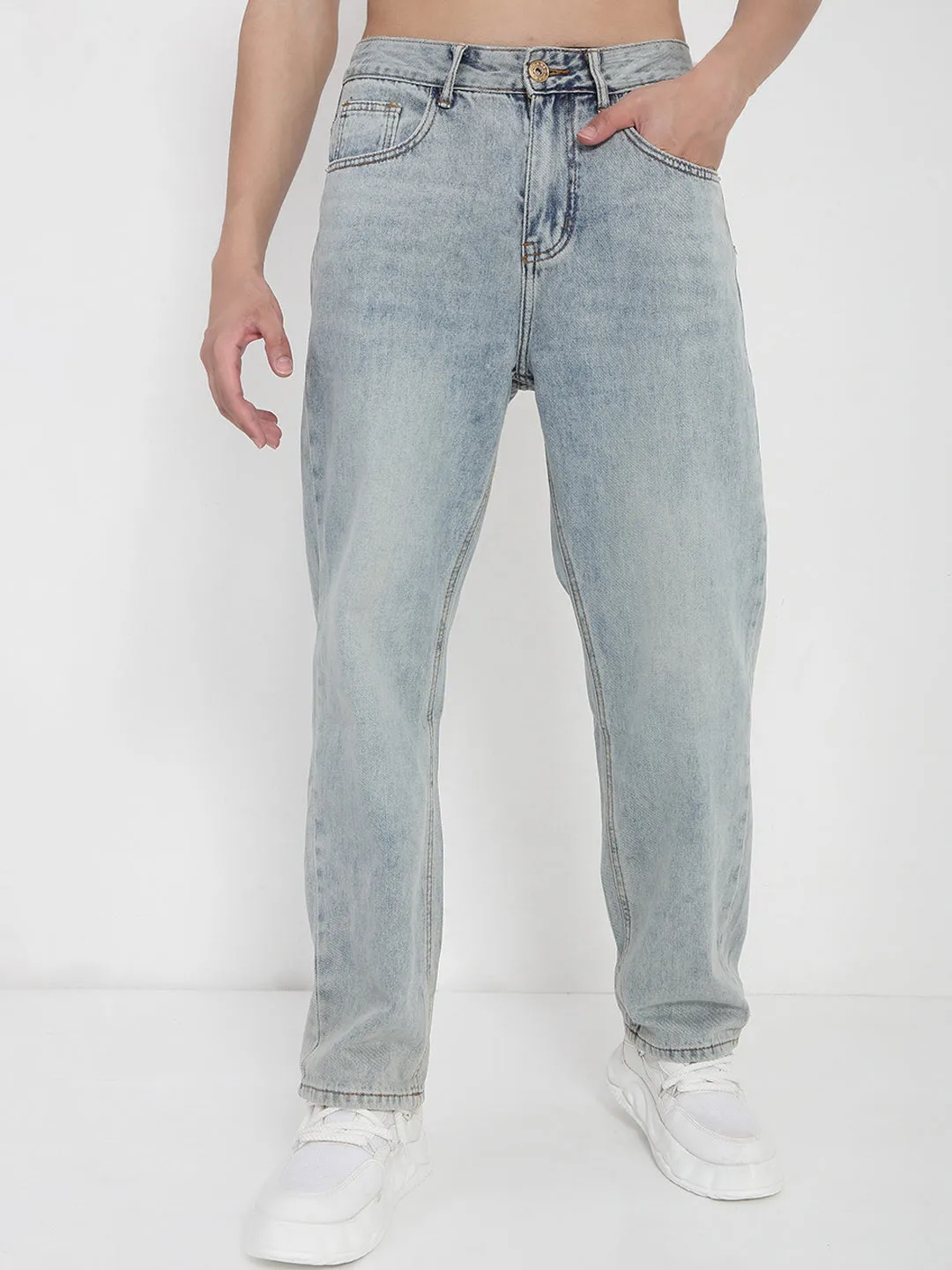 Athlete Fit High Quality Men's Blue Straight Fit Jeans