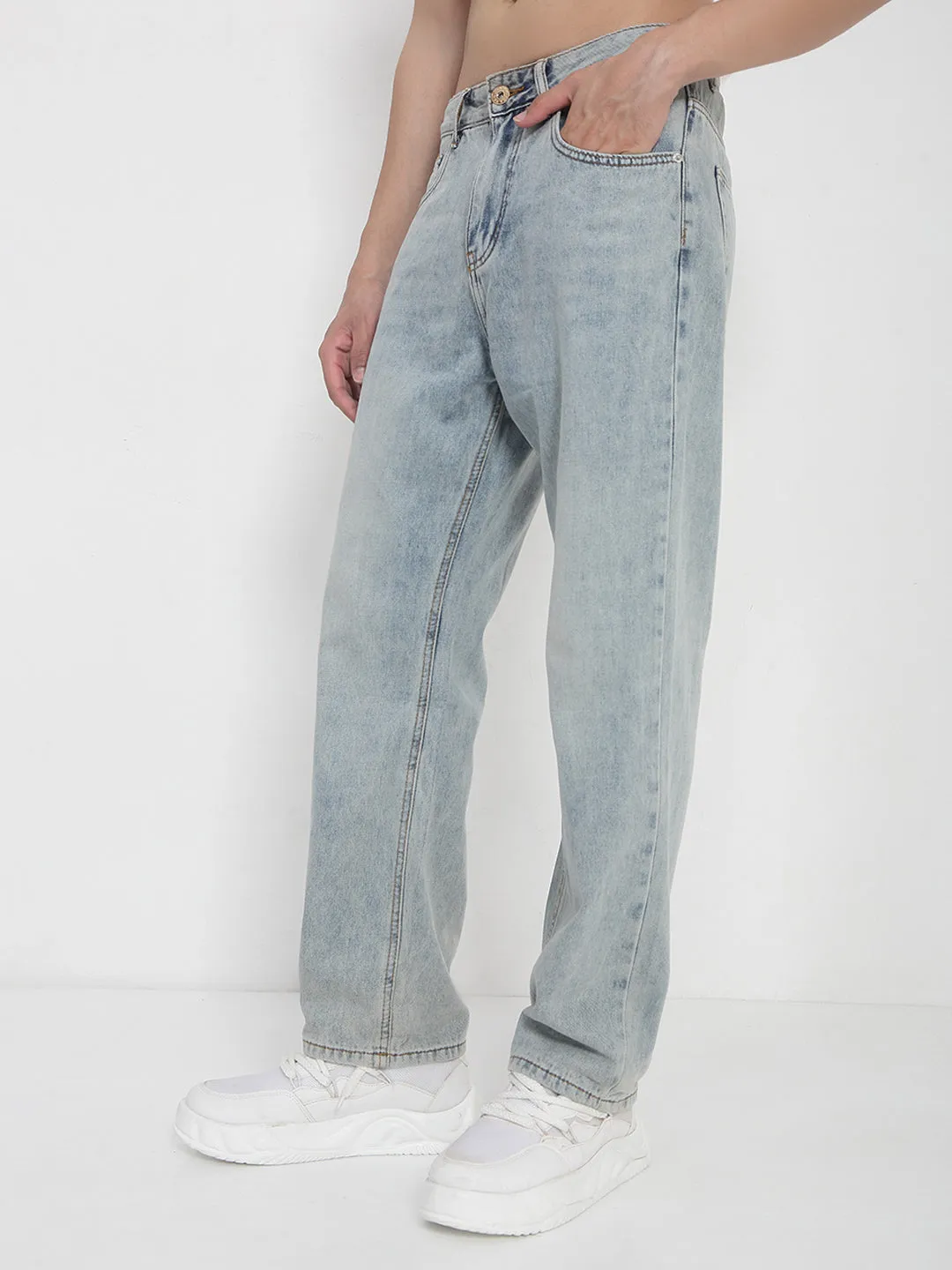 Trendy Sunny Vibes Modern Attire Men's Blue Straight Fit Jeans