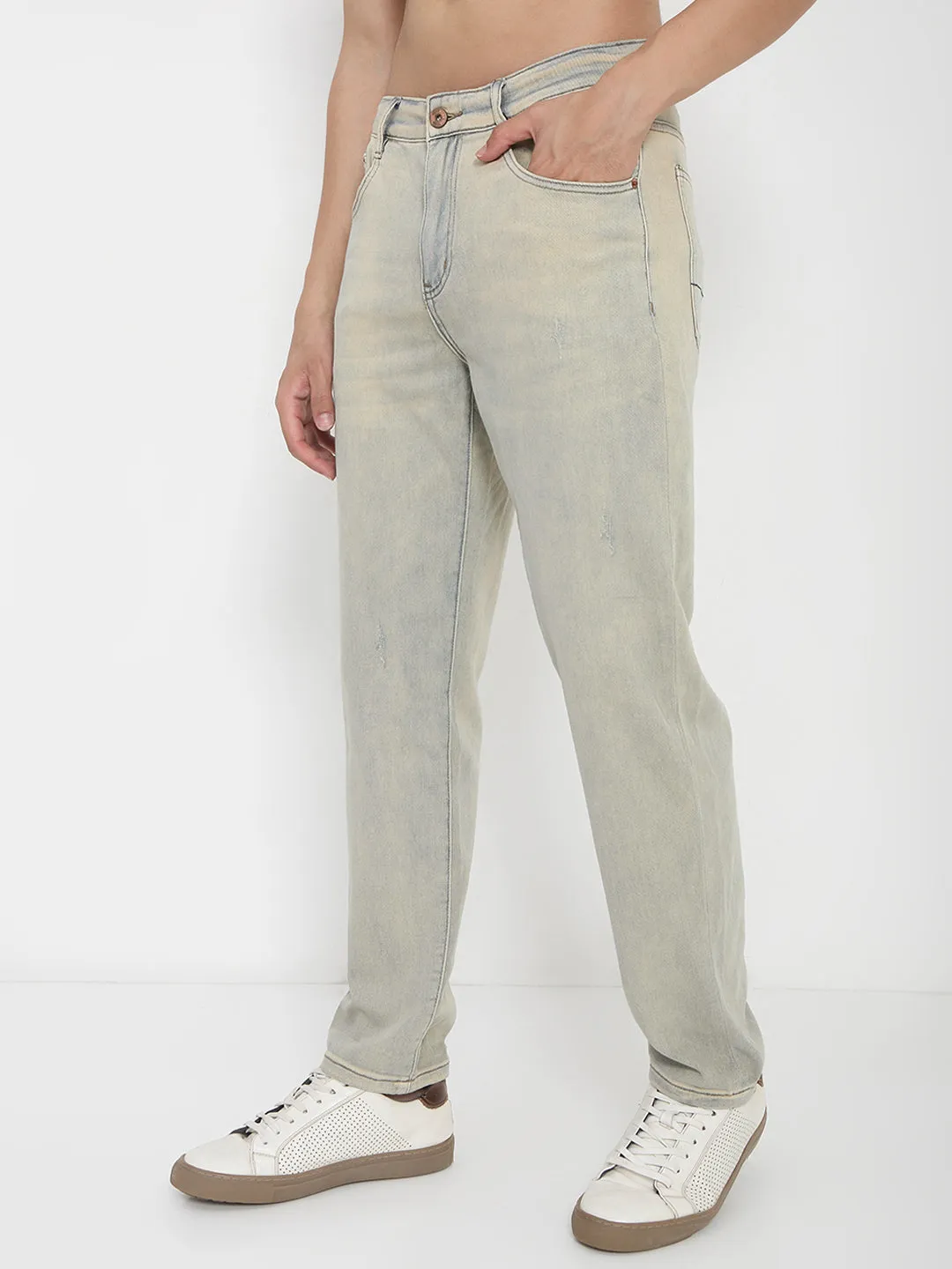 Men's Blue Straight Fit Jeans Versatile Waist Design All Round Wear