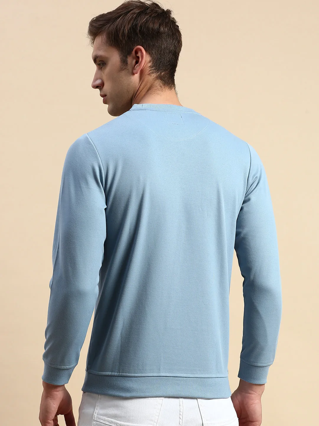 Men's Blue Typography Printed Sweatshirt Timeless Hoodie