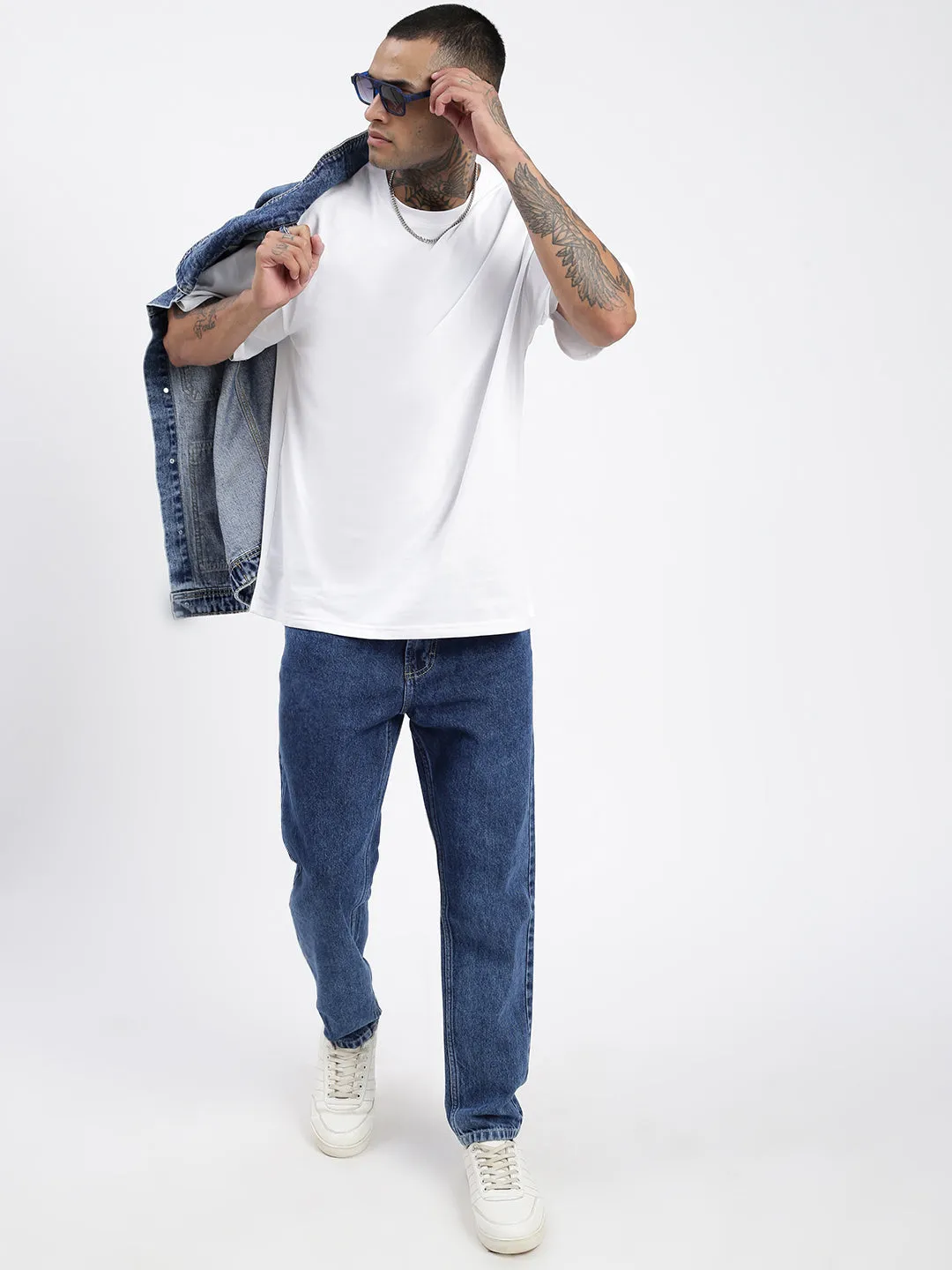 Neutral Tones Style Element Men's Blue Vintage Wash Loose Fit Jeans