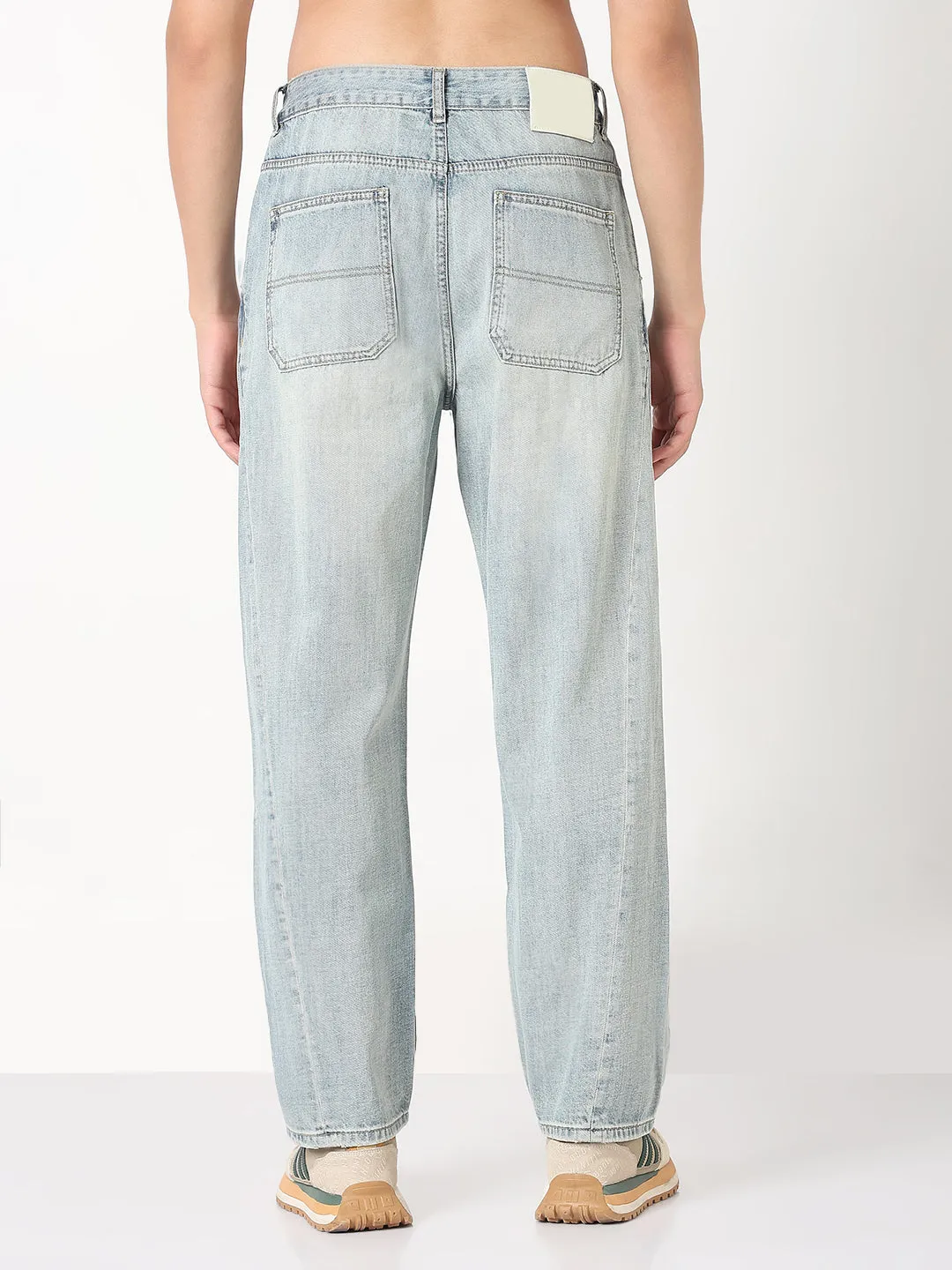 Men's Blue Washed Straight Fit Front Seam Jeans Slim Holiday Vibes Teen Outfit All Body Fit