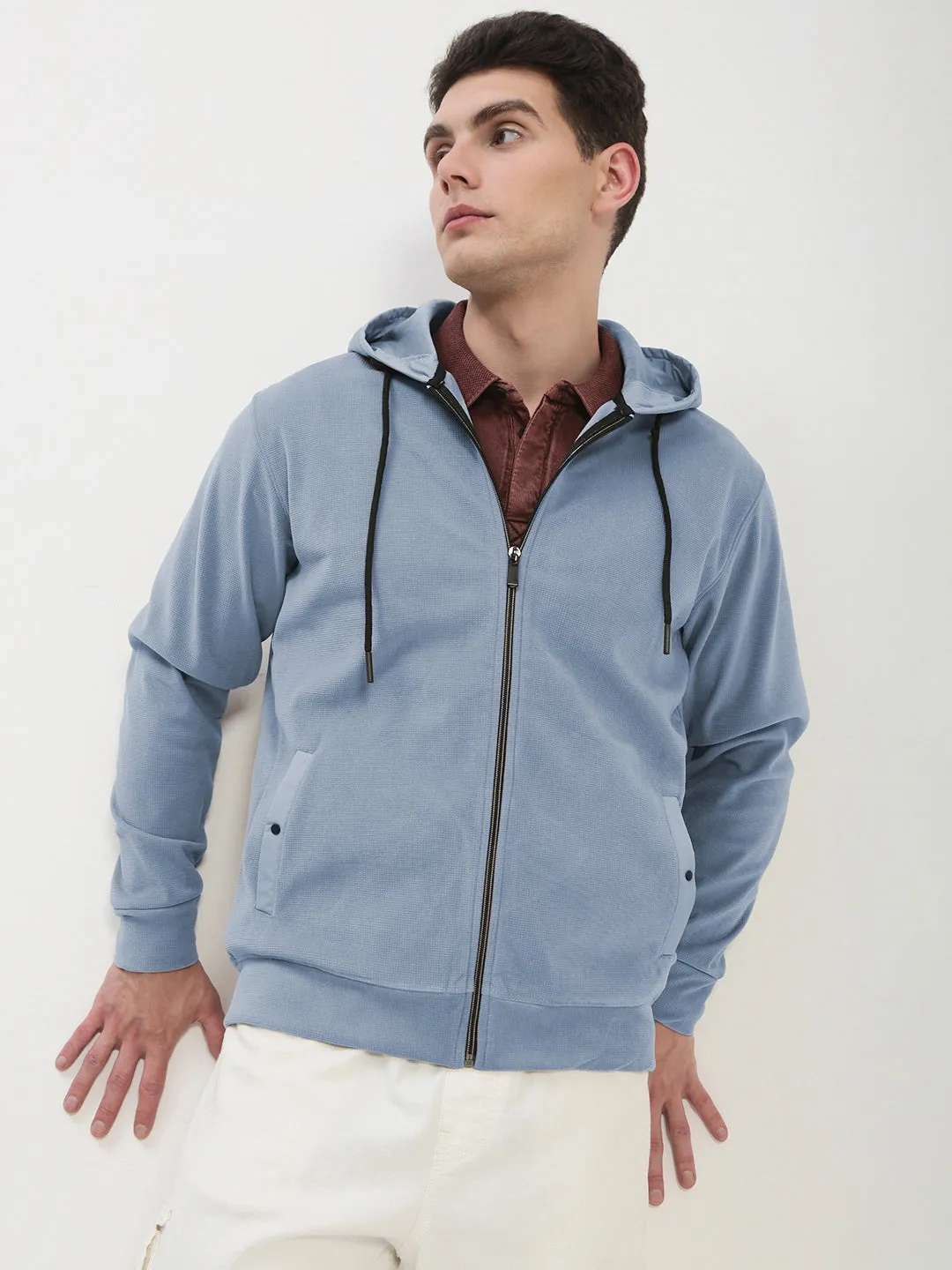windproof hypoallergenic Men's Blue Zipper Hoodie