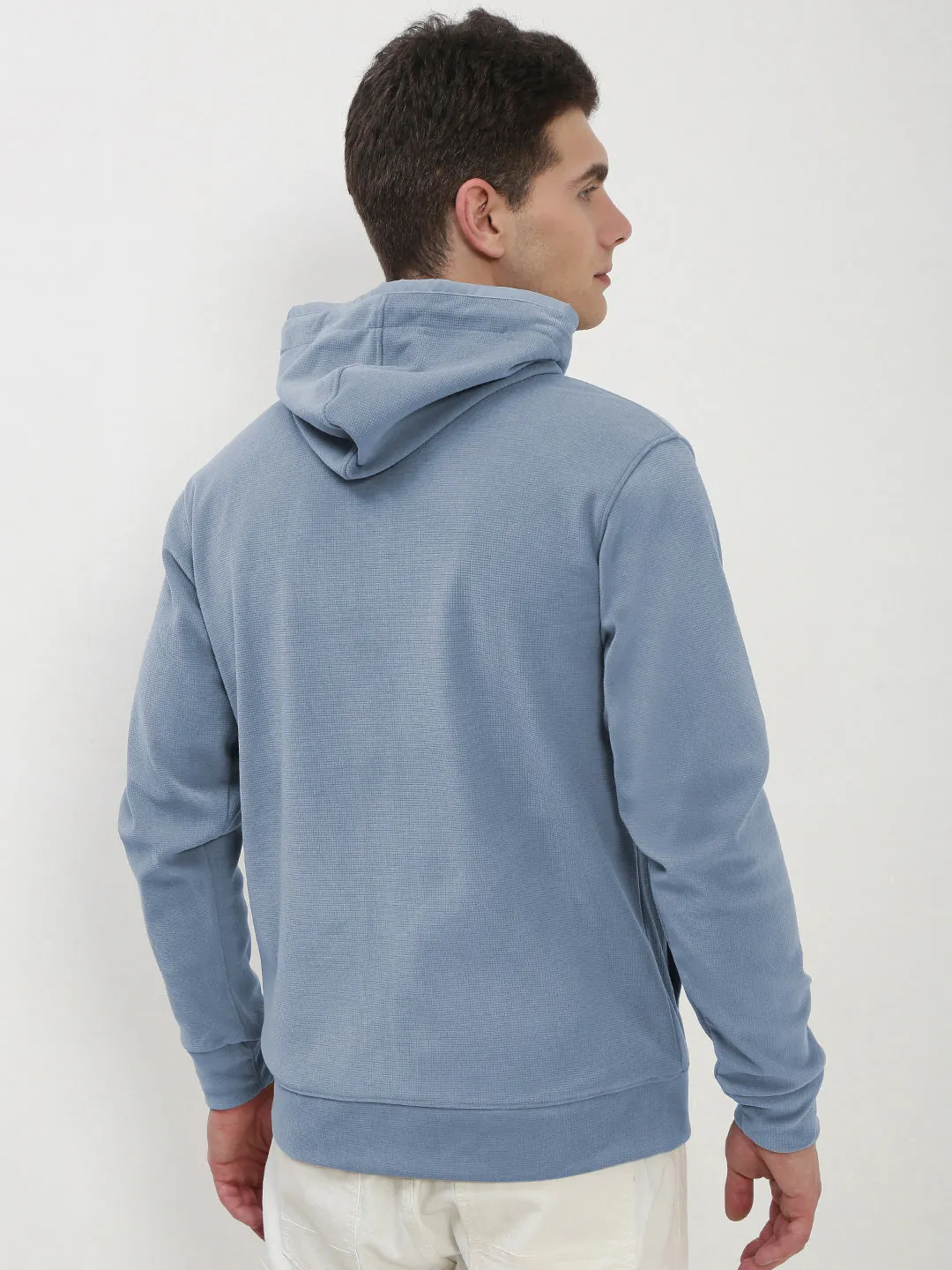 Men's Blue Zipper Hoodie Cold Weather Protection product handmade uniqueness