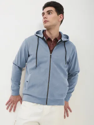 windproof hypoallergenic Men's Blue Zipper Hoodie