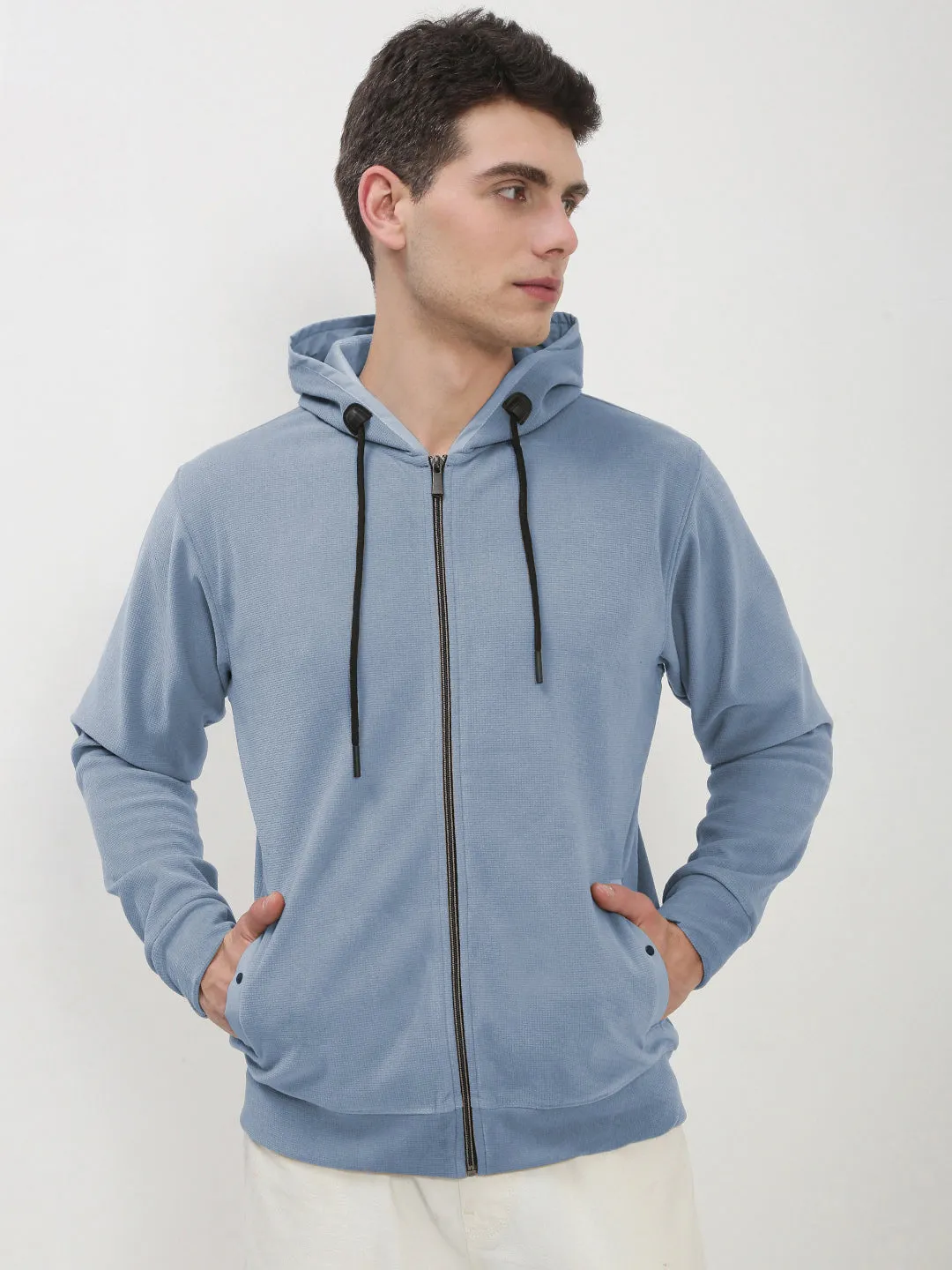 Graphic Design Men's Blue Zipper Hoodie