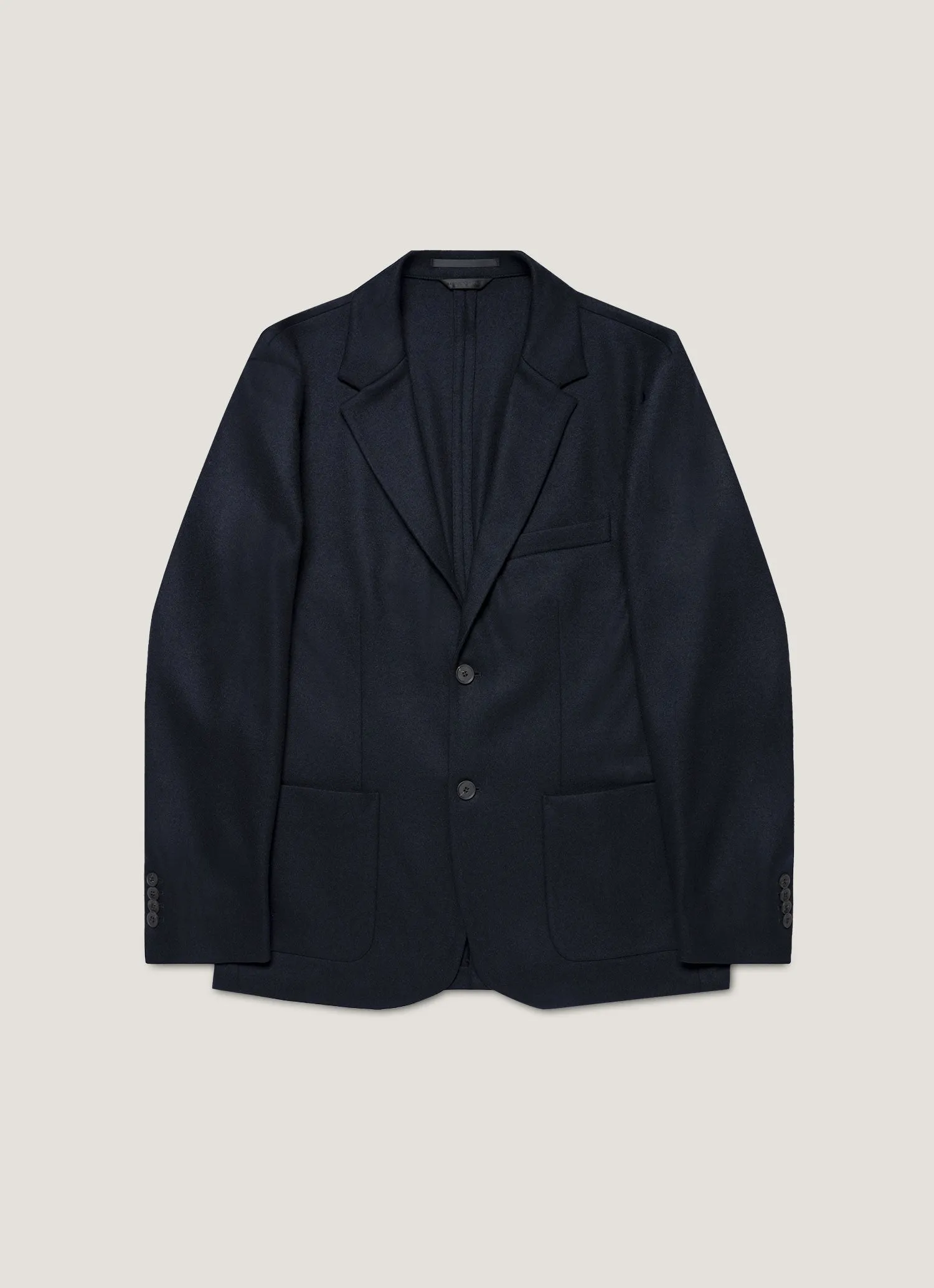 Men's Boiled Wool Blazer in Navy Noise Reduced Fabric